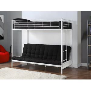 Unique Hoogslaper 90 x 190 cm - Met slaapbank - Metaal - Wit + zwarte futon - MODULO V - Wit Unique Hoogslaper 90 x 190 cm - Met slaapbank - Metaal - Wit + zwarte futon - MODULO V - Wit