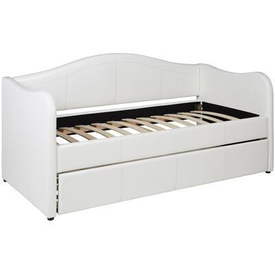 Unique Bedbank met uitschuifbed MATHILDE - 2 x 90 x 190cm - Kunstleer - Wit - Wit Unique Bedbank met uitschuifbed MATHILDE - 2 x 90 x 190cm - Kunstleer - Wit - Wit