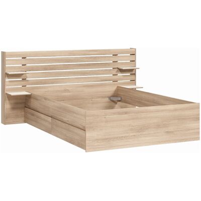 Unique Bed 140 x 190 cm met opbergruimte - Kleur: naturel - TENALIA - Natuurlijk licht Unique Bed 140 x 190 cm met opbergruimte - Kleur: naturel - TENALIA - Natuurlijk licht