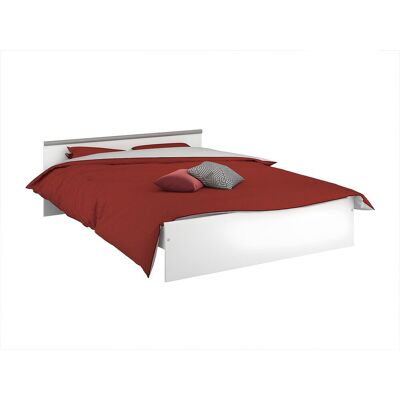 Unique Bed met opbergruimte - 2 laden en een niche - 140 x 190 cm - Kleur: wit - PABLO - Wit Unique Bed met opbergruimte - 2 laden en een niche - 140 x 190 cm - Kleur: wit - PABLO - Wit