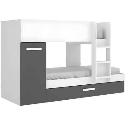 Unique Stapelbed met slaaplade en opbergruimtes 3 x 90 x 190 cm - Antraciet en naturel - ANTHONY - Antracietgrijs, Wit Unique Stapelbed met slaaplade en opbergruimtes 3 x 90 x 190 cm - Antraciet en naturel - ANTHONY - Antracietgrijs, Wit