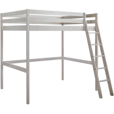 Unique Hoogslaper GEDEON - 140 x 190 cm - Massief grenen - Gebleekt - Wit Unique Hoogslaper GEDEON - 140 x 190 cm - Massief grenen - Gebleekt - Wit