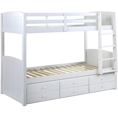 Unique Stapelbed ANCHISE II - Scheidbaar - 90 x 190 cm - met opbergruimte - Witgelakt grenen - Wit Unique Stapelbed ANCHISE II - Scheidbaar - 90 x 190 cm - met opbergruimte - Witgelakt grenen - Wit