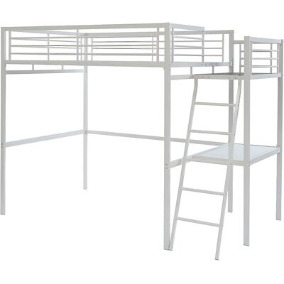 Unique Hoogslaper CASUAL II - 140 x 190 cm - Met bureau - Wit - Wit Unique Hoogslaper CASUAL II - 140 x 190 cm - Met bureau - Wit - Wit
