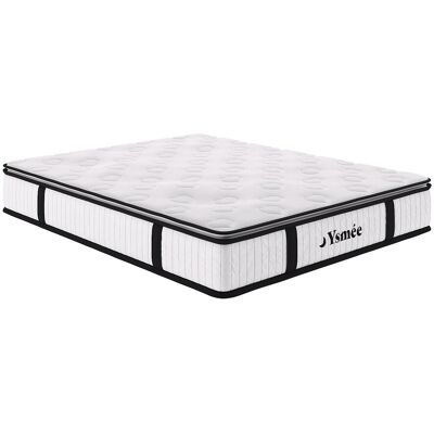 Unique Matras met pocketveren en ingebouwde dekmatras 160 x 200 cm dikte 28 cm - AMERICAN DREAM van YSMÉE - Wit Unique Matras met pocketveren en ingebouwde dekmatras 160 x 200 cm dikte 28 cm - AMERICAN DREAM van YSMÉE - Wit