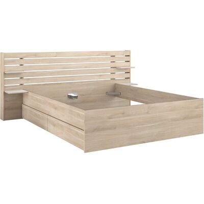 Unique Bed met opbergruimte – 180 x 200 cm – Kleur: houteffect – TENALIA - Natuurlijk licht Unique Bed met opbergruimte – 180 x 200 cm – Kleur: houteffect – TENALIA - Natuurlijk licht