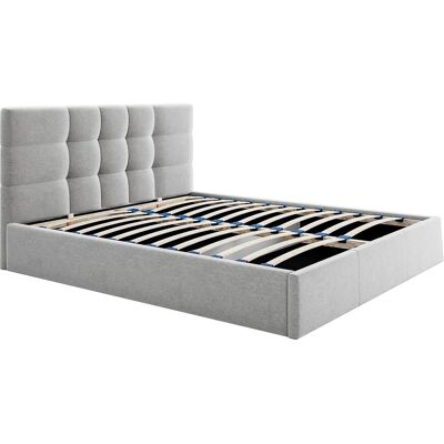 Unique Bed met opbergruimte 180 x 200 cm - Stof - Grijs - ELIAVA - Lichtgrijs Unique Bed met opbergruimte 180 x 200 cm - Stof - Grijs - ELIAVA - Lichtgrijs