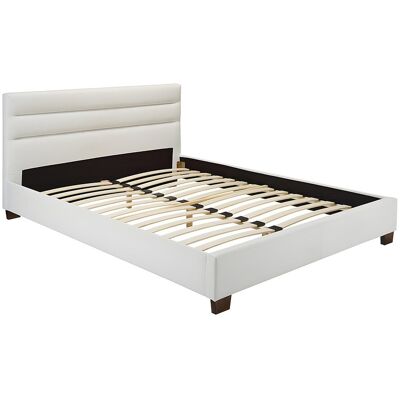 Unique Tweepersoonsbed FAUSTIN - 140 x 190 cm - Wit kunstleer - Wit Unique Tweepersoonsbed FAUSTIN - 140 x 190 cm - Wit kunstleer - Wit