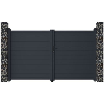 Unique Gemotoriseerde draaipoort in aluminium antraciet - L305 x 181 cm - NAZARIO - Antracietgrijs Unique Gemotoriseerde draaipoort in aluminium antraciet - L305 x 181 cm - NAZARIO - Antracietgrijs