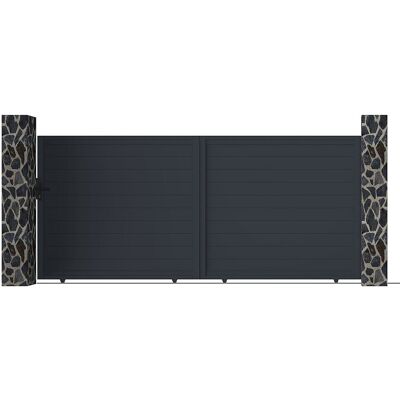 Unique Gemotoriseerde schuifpoort in aluminium antraciet - L374 x 165 cm - NAZARIO - Antracietgrijs Unique Gemotoriseerde schuifpoort in aluminium antraciet - L374 x 165 cm - NAZARIO - Antracietgrijs
