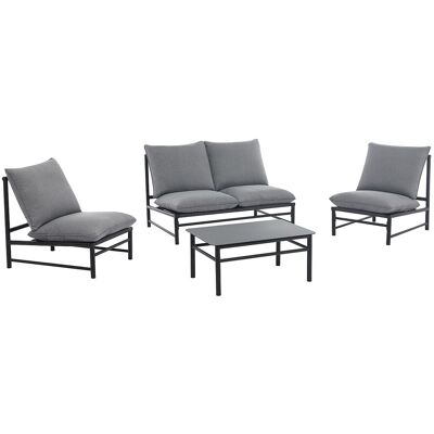 Unique Aluminium tuinset: een tweezitsbank, 2 fauteuils en een salontafel - Antraciet - LISMO van MYLIA - Antracietgrijs Unique Aluminium tuinset: een tweezitsbank, 2 fauteuils en een salontafel - Antraciet - LISMO van MYLIA - Antracietgrijs