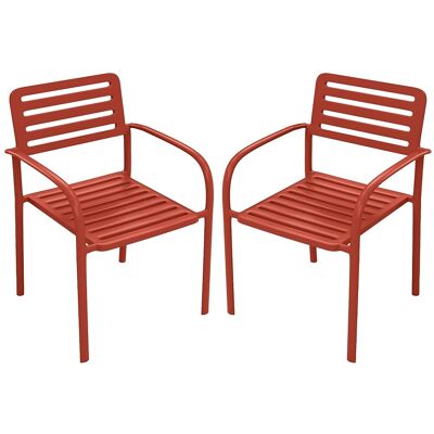 Unique Set van 2 stapelbare tuinstoelen van metaal - Terracotta - NILY van MYLIA - Terracotta Unique Set van 2 stapelbare tuinstoelen van metaal - Terracotta - NILY van MYLIA - Terracotta