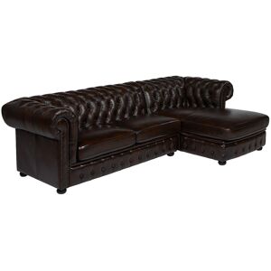 Unique Hoekbank chesterfield BRENTON 100% buffelleer - Chocolade met kastanjereflecties - Hoek rechts - Donkerbruin Unique Hoekbank chesterfield BRENTON 100% buffelleer - Chocolade met kastanjereflecties - Hoek rechts - Donkerbruin