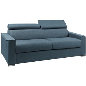 Unique Vierzitsslaapbank express van blauwe stof - Bed van 160 cm met brede latten - Matras 22 cm met schuim met vormgeheugen VIZIR - Blauw Unique Vierzitsslaapbank express van blauwe stof - Bed van 160 cm met brede latten - Matras 22 cm met schuim met vormgeheugen VIZIR - Blauw