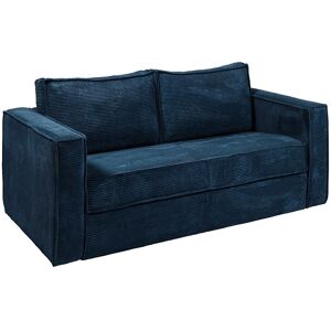 Unique Express-driezitsslaapbank van ribfluweel - Blauw - LORETO - Nachtblauw Unique Express-driezitsslaapbank van ribfluweel - Blauw - LORETO - Nachtblauw