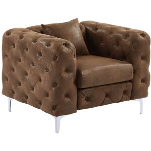 Unique Chesterfieldfauteuil van microvezel met verouderd leereffect EDWINA - Bruin Unique Chesterfieldfauteuil van microvezel met verouderd leereffect EDWINA - Bruin