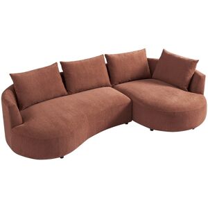 Unique Hoekbank met hoek rechts van terracottakleurig velours met textuur LOUSADO - Terracotta Unique Hoekbank met hoek rechts van terracottakleurig velours met textuur LOUSADO - Terracotta