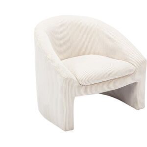 Unique Fauteuil in gebroken wit ribfluweel OSSANA - Crème Unique Fauteuil in gebroken wit ribfluweel OSSANA - Crème