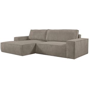 Unique Slaapbank met hoek links van taupegrijs ribfluweel AMELIA - Taupe Unique Slaapbank met hoek links van taupegrijs ribfluweel AMELIA - Taupe