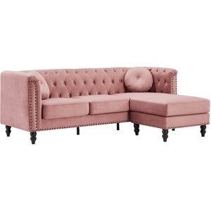 Unique Omkeerbare hoekbank van oud roze velours TURNER - Roze Unique Omkeerbare hoekbank van oud roze velours TURNER - Roze