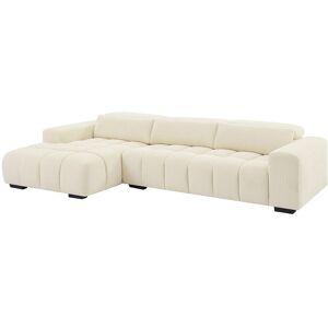 Unique Hoekslaapbank met hoek links van beige stof met textuur LOPONZA - Beige Unique Hoekslaapbank met hoek links van beige stof met textuur LOPONZA - Beige