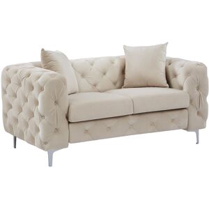 Unique Tweezits-Chesterfield-bank van beige velours EDWINA - Beige Unique Tweezits-Chesterfield-bank van beige velours EDWINA - Beige