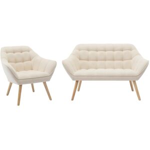 Unique Tweezitsbank en fauteuil van beige stof CASERTA - Beige Unique Tweezitsbank en fauteuil van beige stof CASERTA - Beige