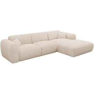 Unique Grote hoekbank met hoek rechts van beige ribfluweel met brede ribbels POGNI van Maison Céphy - Beige Unique Grote hoekbank met hoek rechts van beige ribfluweel met brede ribbels POGNI van Maison Céphy - Beige