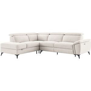 Unique Hoekbank links met elektrische relaxfunctie in gespikkeld beige stof CADILO - Beige Unique Hoekbank links met elektrische relaxfunctie in gespikkeld beige stof CADILO - Beige