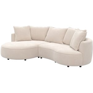 Unique Linkerhoekbank in beige chenille stof - CEPRANO van Maison Céphy - Beige Unique Linkerhoekbank in beige chenille stof - CEPRANO van Maison Céphy - Beige