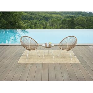 Unique Tuinmeubel set van gevlochten kunststof draden: 2 fauteuils en een tafel - Licht natuurlijk - ALIOS III van MYLIA - Natuurlijk licht Unique Tuinmeubel set van gevlochten kunststof draden: 2 fauteuils en een tafel - Licht natuurlijk - ALIOS III van MYLIA - Natuurlijk licht