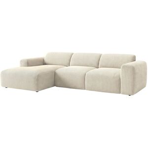 Unique Grote hoekbank links met elektrisch uitschuifbare zitting in fijne ribfluweel beige POGNI van Maison Céphy - Beige Unique Grote hoekbank links met elektrisch uitschuifbare zitting in fijne ribfluweel beige POGNI van Maison Céphy - Beige
