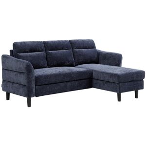 Unique Omkeerbare en uitschuifbare hoekbank in getextureerde donkerblauwe stof VANERSI - Nachtblauw Unique Omkeerbare en uitschuifbare hoekbank in getextureerde donkerblauwe stof VANERSI - Nachtblauw