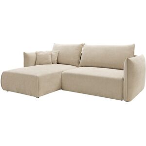 Unique Linkse hoekslaapbank van getextureerde beige stof CARISU - Beige Unique Linkse hoekslaapbank van getextureerde beige stof CARISU - Beige