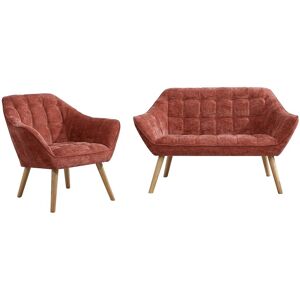 Unique Tweezitsbank en fauteuil in terracotta gestructureerde stof CASERTA - Terracotta Unique Tweezitsbank en fauteuil in terracotta gestructureerde stof CASERTA - Terracotta