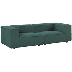 Unique Modulaire driezitsbank in groen ribfluweel RUZOLO - Groen Unique Modulaire driezitsbank in groen ribfluweel RUZOLO - Groen