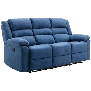 Unique Elektrische driezits-relaxbank van blauwe stoffen bekleding BUROLO - Blauw Unique Elektrische driezits-relaxbank van blauwe stoffen bekleding BUROLO - Blauw