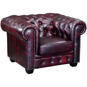 Unique Fauteuil chesterfield BRENTON 100% buffelleer - cherry - Bordeaux Unique Fauteuil chesterfield BRENTON 100% buffelleer - cherry - Bordeaux