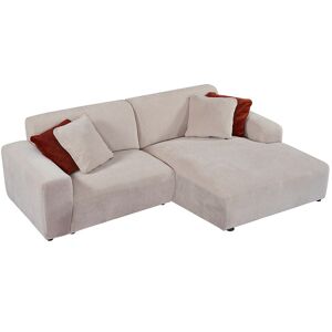 Unique Hoekbank met hoek rechts van beige ribfluweel TIRONO van Maison Céphy - Beige Unique Hoekbank met hoek rechts van beige ribfluweel TIRONO van Maison Céphy - Beige