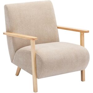 Unique Fauteuil van beige stof en hout JULOMO - Beige Unique Fauteuil van beige stof en hout JULOMO - Beige