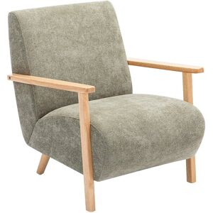 Unique Fauteuil van groene stof en hout JULOMO - Groen Unique Fauteuil van groene stof en hout JULOMO - Groen