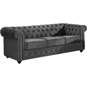 Unique Driezitsbank CHESTERFIELD - velours - antraciet - Antracietgrijs Unique Driezitsbank CHESTERFIELD - velours - antraciet - Antracietgrijs