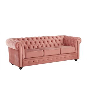 Unique Driezitsbank CHESTERFIELD - velours - pastelroze - Poederroze Unique Driezitsbank CHESTERFIELD - velours - pastelroze - Poederroze