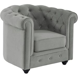 Unique Fauteuil CHESTERFIELD - velours - lichtgrijs - Lichtgrijs Unique Fauteuil CHESTERFIELD - velours - lichtgrijs - Lichtgrijs