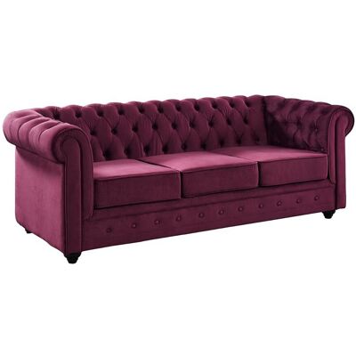 Unique Driezitsbank CHESTERFIELD - velours - paars - Bordeaux Unique Driezitsbank CHESTERFIELD - velours - paars - Bordeaux
