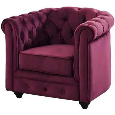 Unique Fauteuil CHESTERFIELD - velours - paars - Bordeaux Unique Fauteuil CHESTERFIELD - velours - paars - Bordeaux