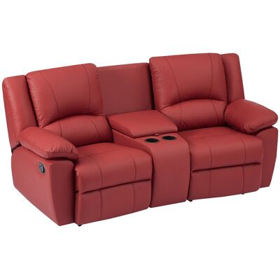 Unique Tweezitsrelaxbank van rood vaarsleer AROMA - Rood Unique Tweezitsrelaxbank van rood vaarsleer AROMA - Rood