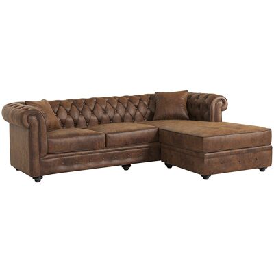 Unique Hoekbank chesterfield omkeerbaar TOLEDO van microvezel met verouderd effect - Bruin - Bruin Unique Hoekbank chesterfield omkeerbaar TOLEDO van microvezel met verouderd effect - Bruin - Bruin
