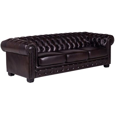 Unique Vierzitsbank Chesterfield BRENTON 100% buffelleer - bruin tinten - Donkerbruin Unique Vierzitsbank Chesterfield BRENTON 100% buffelleer - bruin tinten - Donkerbruin