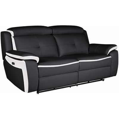 Unique Elektrische driezits relaxbank van leer ANGELIQUE - Zwart/wit - Zwart, Wit Unique Elektrische driezits relaxbank van leer ANGELIQUE - Zwart/wit - Zwart, Wit